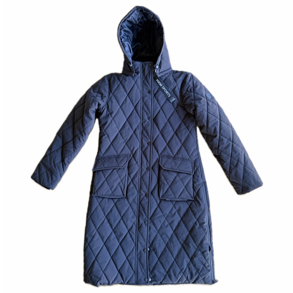 Long Quilted Riding Jacket in Black